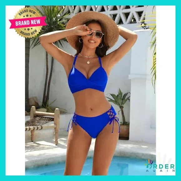 Cheeky Bikini Set Criss Cross Adjustable Straps Recycled Material Y2K Chic